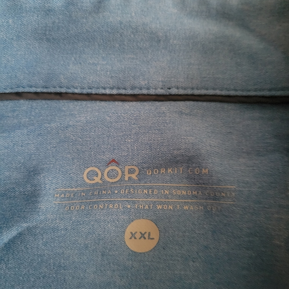 QOR Men’s XXL Polo 1/4 Zip Up Zipper Pocket Light Blue Soft Shirt - Picture 2 of 4